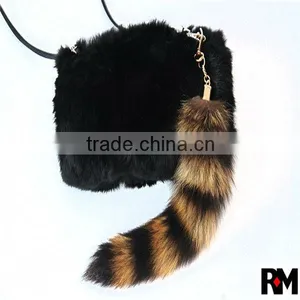 100% Genuine Raccoon Tails Keychain for Bag Accessories thumbnail-2