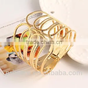 Punk Fashion Gold Plated Wide Bangle Geometry Hollow Cuff Bracelets Adjustable thumbnail-5