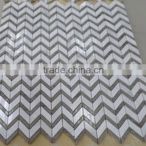 New Herringbone Marble Mosaic Tiles ( Athen White+Pure White Marble) thumbnail-5