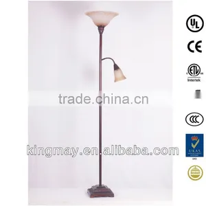 Antique Torchiere Floor Lamp With Rockerarm Reading Light thumbnail-5