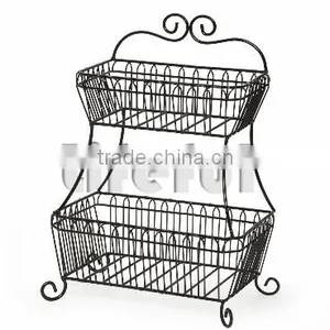 2-Tier Flat-Back Metal Basket/ Metal Wire thumbnail-2