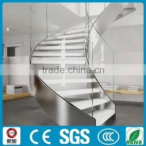 Indoor Curved Steel Wood Stair Case/ Glass Staircase --YUDI thumbnail-2