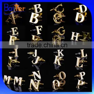 Wholesale Custom Stainless Steel Alphabet Cuff Links/China Gold Plating Alphabet Cufflinks Quality Choice thumbnail-1