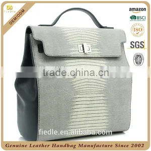 CSS728D001 Fashion Special Natural Lizard Grain Genuine Cow Leather Large Backpacks for Ladies thumbnail-1