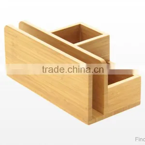 Desk Stationery Organiser - Pen Pencil Letter Rack Holder, Made of Natural Bamboo Storage Box Quality Choice thumbnail-2