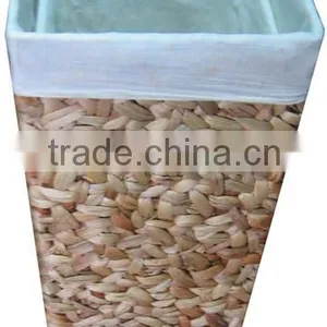 High Quality Best Selling 2016 Water Hyacinth With Fabric Rectangle Storage Basket thumbnail-1