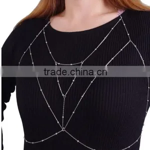 Gold Plated Women Punk Bells Body Single Shoulder Chain Link Slave Necklace thumbnail-3