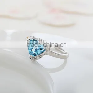 925 Sterling Silver Natural Oval Shape Sky Blue Topaz Ring. Natural Gemstone Silver Ring.Europe Gemstone Topaz Ring thumbnail-1