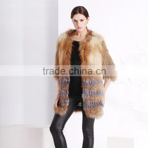 Fashion Ladies Knitted Fox Fur Coat thumbnail-1