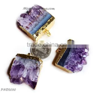 2015 Good Quality Fade Purple Color Drusy Pendant thumbnail-1