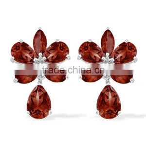 Exporter of 925 Sterling Silver Jewelry, Garnet Gemstone Wholesale Silver Earrings thumbnail-1
