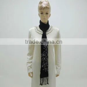TYSAF009 Scarf/Black and White Color/Hand Embroidery/ thumbnail-1