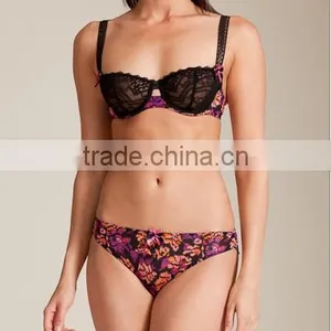 Hot Sell High Quality Sexy Ladies Lace Bra and Panty Underwear Set thumbnail-1