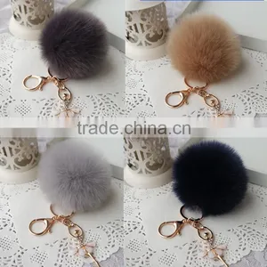 Rabbit Fur Keychain Fur Pom Pom Key Chain for Handbag Fur Ball thumbnail-2