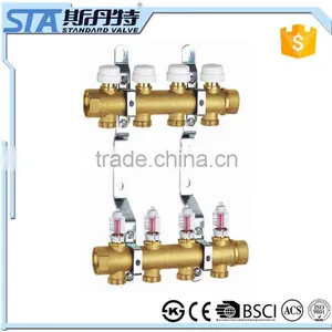 ART.5006 Wholesale Forged CW617n Material Central Underfloor Heating System Brass Manifold Accessories Flow Meter Manifold thumbnail-5