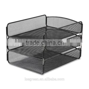Wire Mesh Desktop Organizer With Triple Tray thumbnail-1