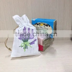 Cotton Linen Bags With Lavender Embroidery thumbnail-2