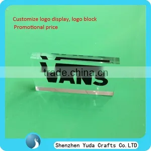 Exquisite Acrylic Logo Display Solid Clear Block With Brand Name, Factory Made Printed Trademark Block thumbnail-1