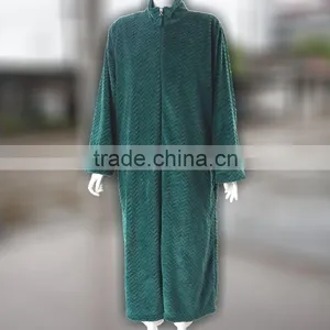 Design High Quality Super Soft Home Couples Robe Coral Fleece Bathrobe With Zipper thumbnail-1