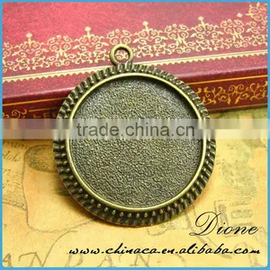 Fashion Round Antique Bronze Silver Gold Glass CABOCHON Necklace Pendant Setting 25mm Round Cameo Setting thumbnail-4