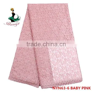 Haniye 2016 Fushia African Lace Fabrics Embroidery French Tulle Lace Fabric/NYN63 thumbnail-6