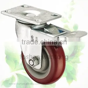 Black Stent Medium Duty Polyurethane Fixed Hardware Caster Wheel thumbnail-3