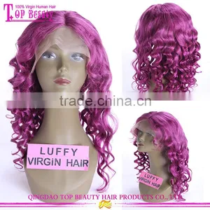 Hot Selling Unprocessed Cheap Wholesale Virgin Remy Human Hair Purple Wig thumbnail-1