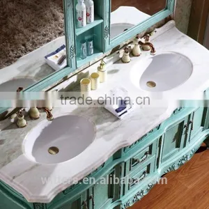 Turkish Style Furniture Baroque Bathroom Cabinet Solid Wood With Double Mirrors WTS801 thumbnail-3
