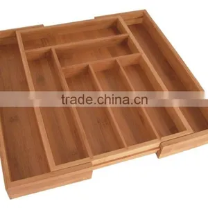 Bamboo Large Expandable Cutlery Tray and Drawer Organizer thumbnail-1