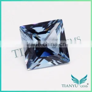 10x10mm Light Sea Blue 106# Square Princess Cut Synthetic Spinel thumbnail-4