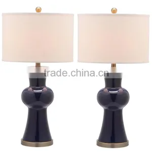 Hot Selling Metal Base Ceramic Body With Fabric Lampshade Modern Desk Lamp Bedroom Living Room Dining Room Table Lamp thumbnail-2
