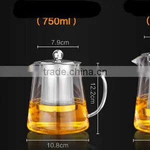 Hand Blown Glass Teapot Stainless Steel Infuser & Glass Lid Teapot Kettle Coffee thumbnail-5