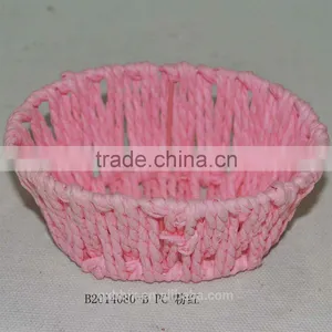 Handmade Round Shape Paper Rope Basket thumbnail-1