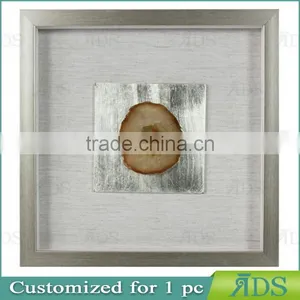 Sliver Shadow Boxes for Wholesale With Mottled Silver Background Encasing Colorful Agate Under Glass thumbnail-2