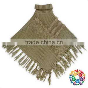 Warm Winter Wear Women's Cape Wool Knitting Fringe High Collar Shawl thumbnail-2