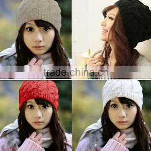 New Fashion Hat Women Warm Winter Beret Braided Beanie Crochet Knit Winter Hat Knitting Hat thumbnail-1