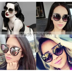 Fashion Retro Metal Frame Sexy Cat Eye Sunglasses for Women Coating Brand Vintage Sun Glasses Female Oculos de Grau Femininos thumbnail-1
