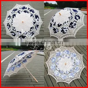 Anji Umbrella Factory 100% Cotton Handmade Wooden Stick Lace Parasol thumbnail-1