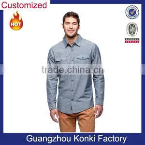 Men's Casual Chambray Long Sleeve Shirt thumbnail-1
