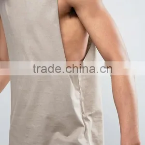 2017 High Quality New Design Summer Custom Brown Color Gym Wear Comfortable Cotton Polyester Fashion Men's Sport Tank Vest thumbnail-3