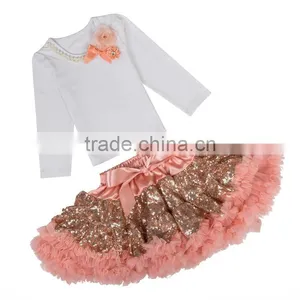 Spring and Autumn Children Dress Wholesale Sequin Pettiskirts Set thumbnail-6