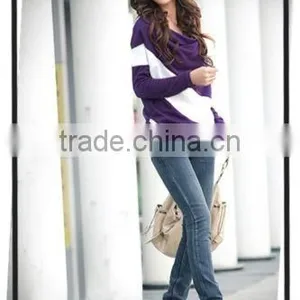 New Women's Loose Casual Blouse T Shirt Tee Striped Batwing Long Sleeve Tops thumbnail-2