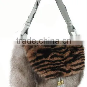 CX-H-20 Genuine Rabbit / FoxFur Leather Handbag thumbnail-1