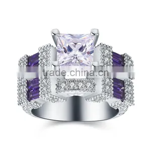 Cheap Wholesale Beautiful Luxury Jewelry Cubic Zircon Brass /genuine Silver S925 Ring Set thumbnail-1