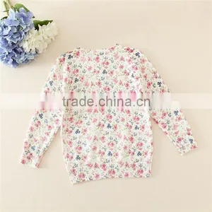Princess Warm Fashion Pullovers Weave Knitting Pattern Round Neck Cute Flower Print Girls Kid Sweater thumbnail-2