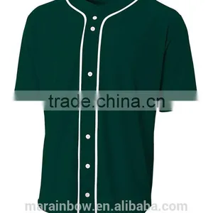 Mens Short Sleeve Full Button Baseball Top Blank Mesh Baseball Jerseys Grey/Black Plain Polyester Dry Fit Baseball Jersey thumbnail-6