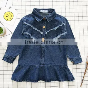 Zm35703a New Pattern Shirt Dresses Childrens Girls Autumn Jeans Dress thumbnail-1