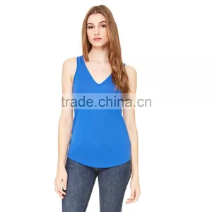 Bella+Canvas Women's Flowy V-Neck Tank Top - 65% Poly 35% Viscose, Has a Curved Bottom Hem and Comes With Your Logo thumbnail-1