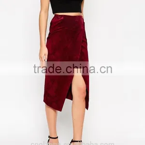 100% Real Leather Ladies Pencil Split Front Wrap Skirt thumbnail-4