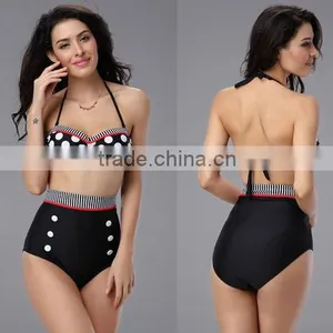 Wholesale Summer Women Sexy Black Halter Wimwear thumbnail-1